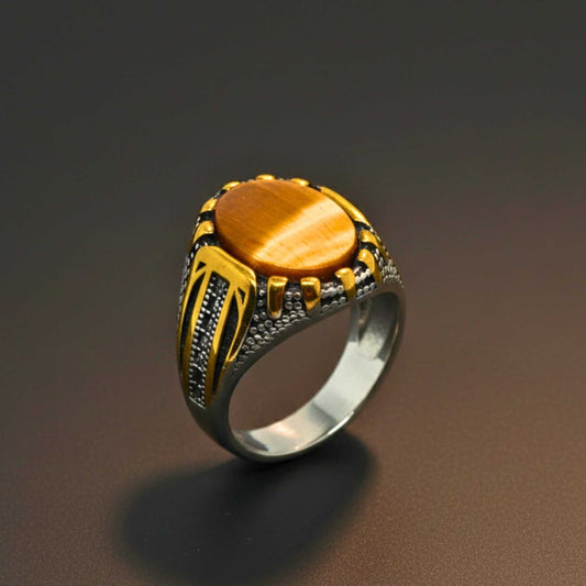 Royal Series - SOLARIS SIGNET - Pure Stainless Steel Men’s Gold-Plated Ring – Statement Luxury Jewelry (Size :15-16-17-20-21-22-26-27-28) — Rings for Men | THE MEN THING