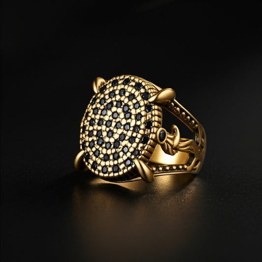 Royal Series - THE DRAGONHOLD RING - Pure Stainless Steel Men’s Black-Steel-Plated Ring – Statement Luxury Jewelry (Size : 27) - THE MEN THING