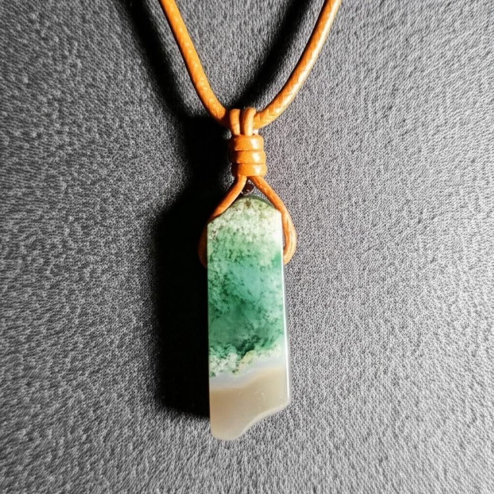 SERENITY MYSTIC STONE - Natural Crystal Unshaped Pendant with Adjustable Rope Chain for Men and Boys - THE MEN THING