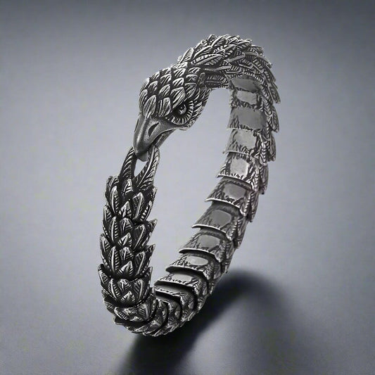 SHADOW SCALE EAGLE-HEAD - 14mm Pure Titanium Steel Bracelet for Men & Boy (8inch) - THE MEN THING