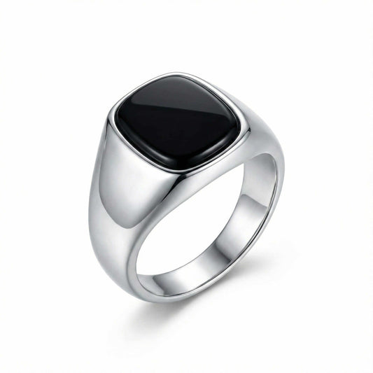 SHADOW SIGNET - Pure Stainless Steel Men’s Steel Plated Ring (Size : 17-21 ) — Rings for Men | THE MEN THING