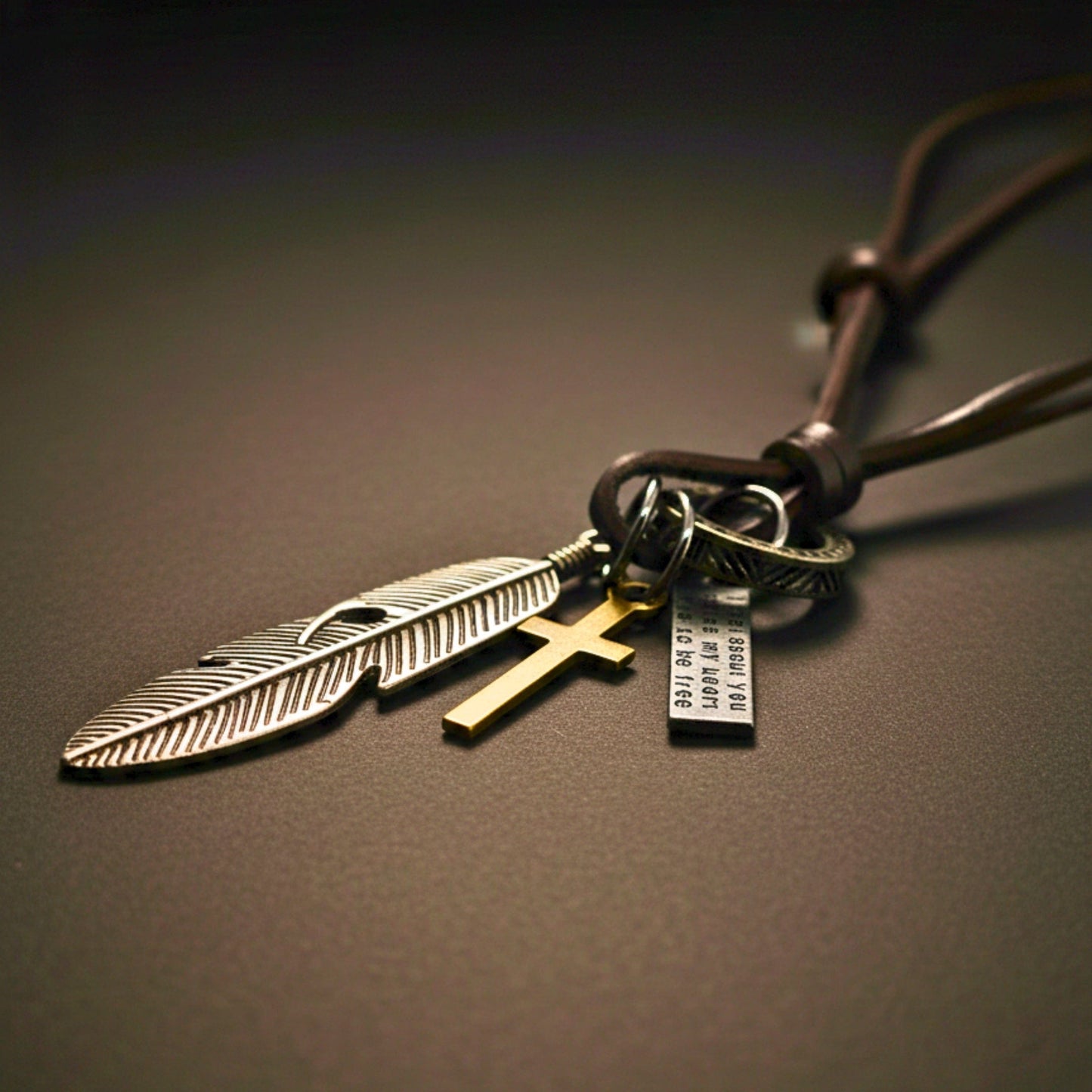 SILVER FEATHER OF FAITH – 2-Inch Pure Stainless Steel Pendant with Adjustable Leather Rope for Men & Boys - THE MEN THING