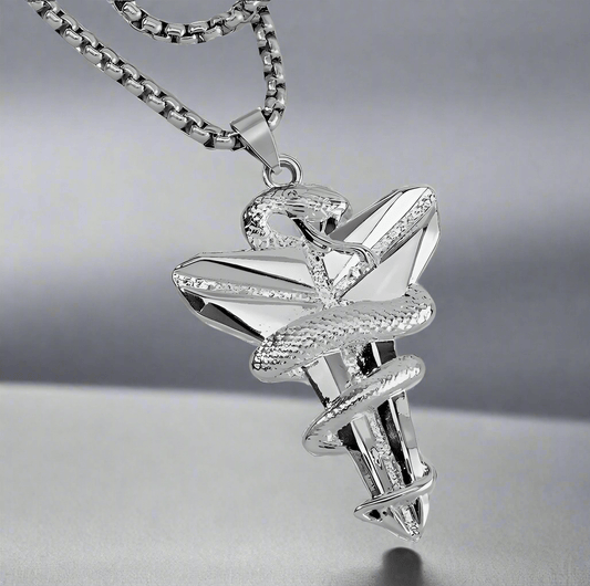 SILVER MAMBA - Alloy Pendant with Pure Stainless Steel 24inch Round Box Chain, European trending Style for Men & Boy — SS Pendant/ Necklace for Men | THE MEN THING