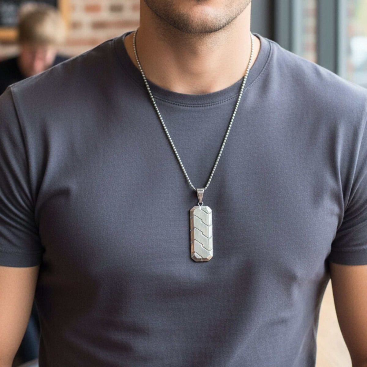 SILVER PRISM - 20mm Titanium Steel Pendant with 24inch Round Box 4 mm Chain for Men & Boys — SS Pendant/ Necklace for Men | THE MEN THING