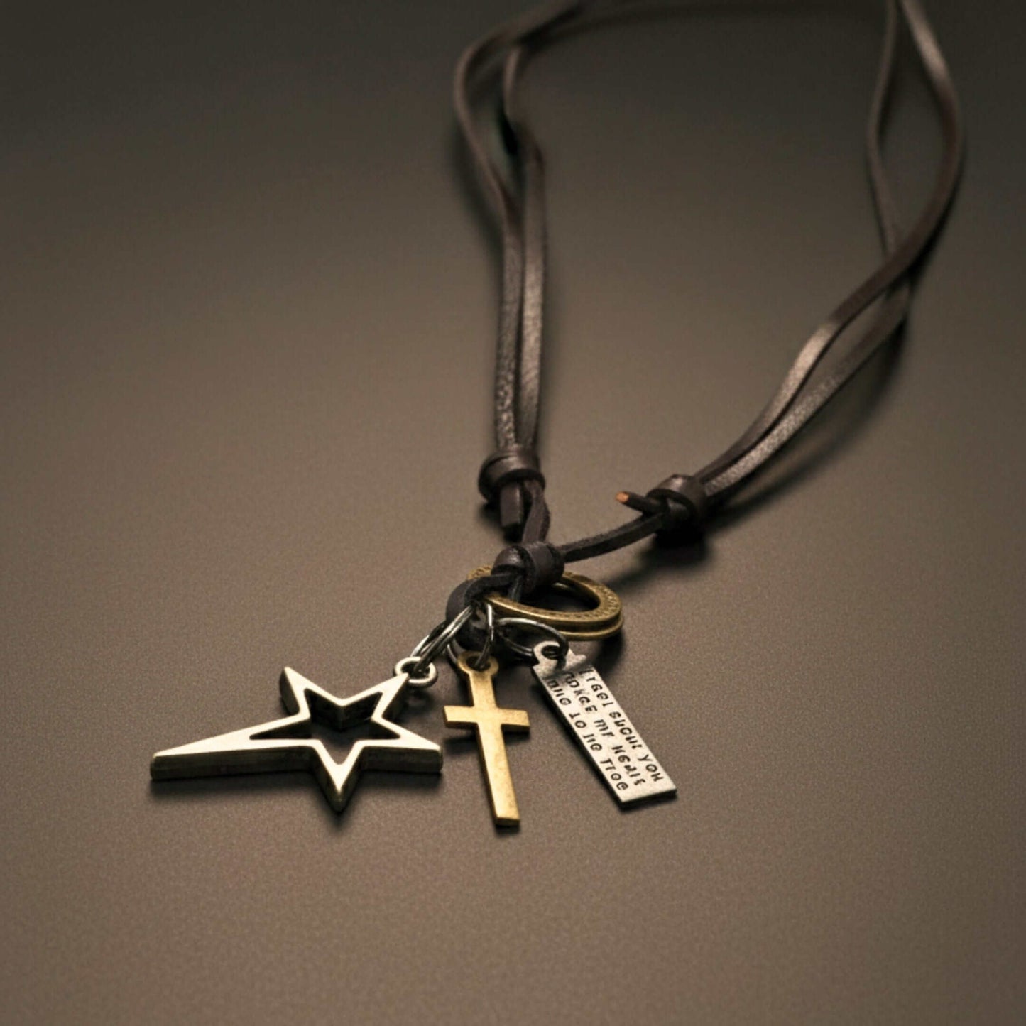 SILVER VOYAGER STAR CROSS – 1.5-Inch Pure Stainless Steel Pendant with Adjustable Leather Rope for Men & Boys — Leather Necklace for Men | THE MEN THING