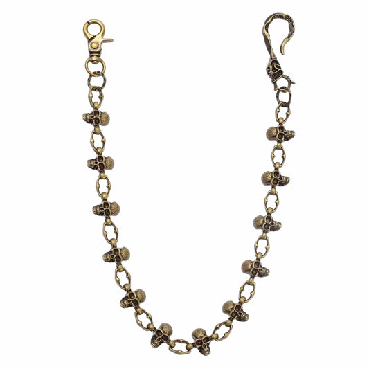 SKULL FORGE - Antique Gold 23mm Titanium Steel Skull Heavy Biker Chain for Jeans with Lobster Clasps for Men & Boys - 20 inch - THE MEN THING
