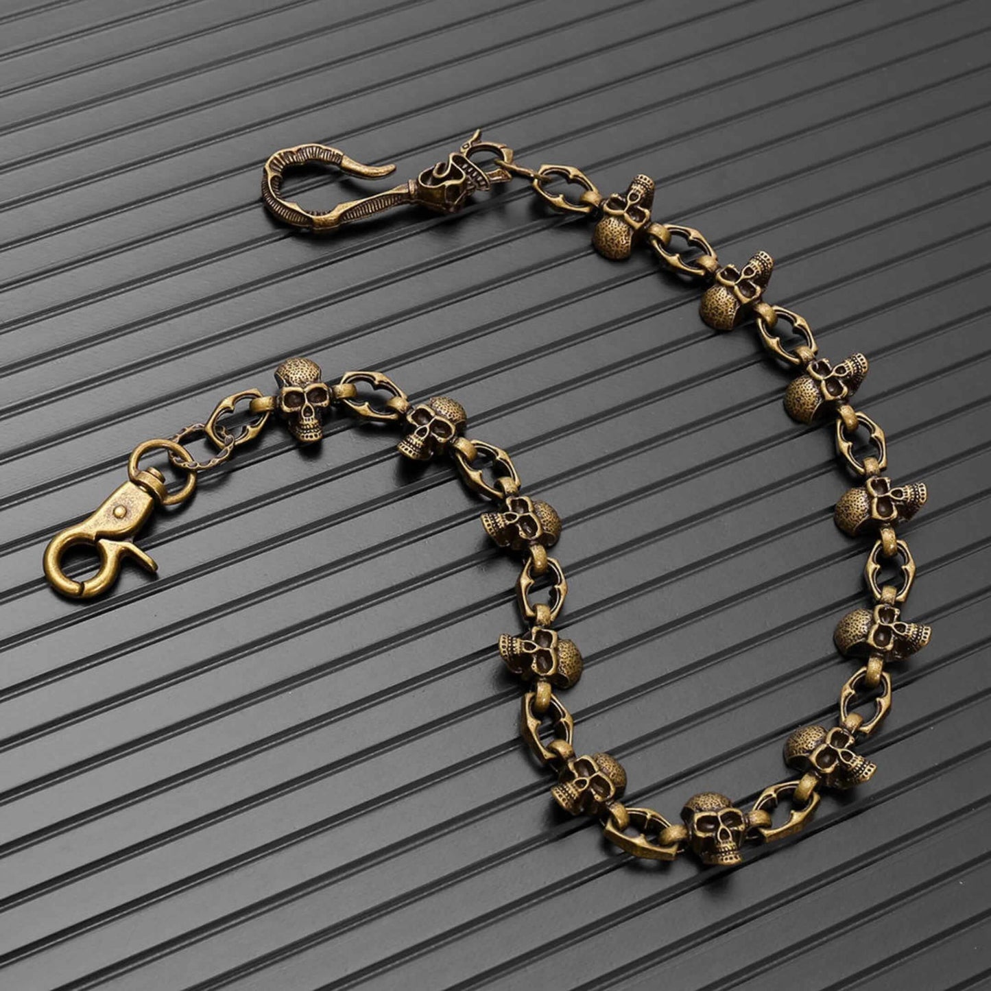 SKULL FORGE - Antique Gold 23mm Titanium Steel Skull Heavy Biker Chain for Jeans with Lobster Clasps for Men & Boys - 20 inch — Biker Fashion for Men | THE MEN THING