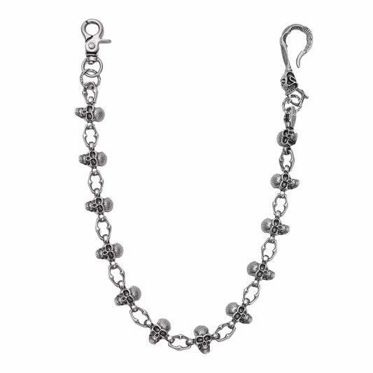 SKULL FORGE - Antique Steel 14mm Titanium Steel Skull Heavy Biker Chain for Jeans with Lobster Clasps for Men & Boys - 20 inch - THE MEN THING