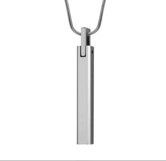 ENGRAVED - SLEEK APEX - Pure Titanium Steel Silver Bar Pendant with 24inch Snake Chain for Men & Boys — SS Pendant/ Necklace for Men | THE MEN THING