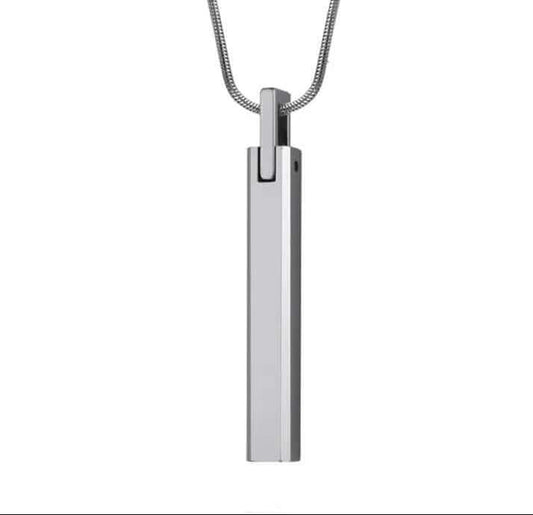 ENGRAVED - SLEEK APEX - Pure Titanium Steel Silver Bar Pendant with 24inch Snake Chain for Men & Boys — SS Pendant/ Necklace for Men | THE MEN THING