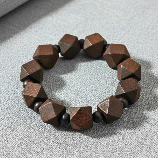 SOLBARK - 16mm Wooden Beads Bracelet with Natural Stone - Adjustable Bracelet — Bead Bracelet for Men | THE MEN THING