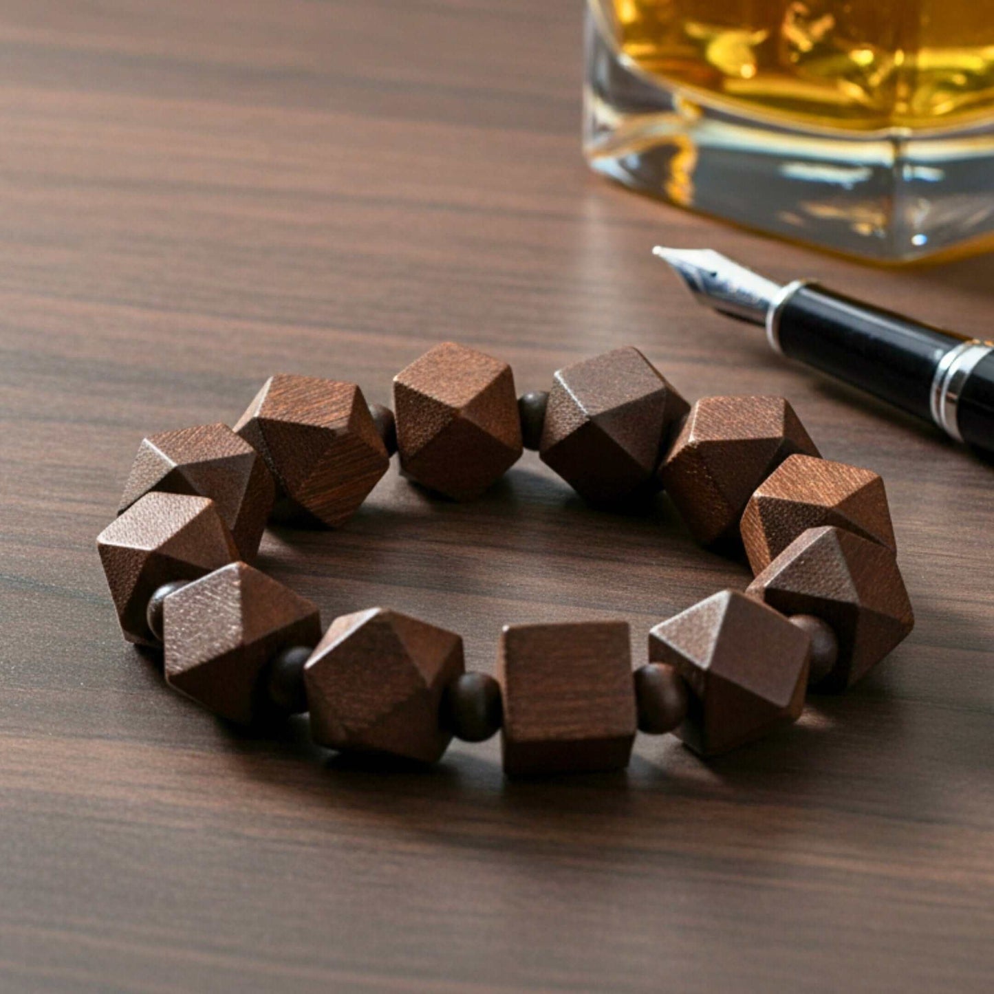 SOLBARK - 16mm Wooden Beads Bracelet with Natural Stone - Adjustable Bracelet — Bead Bracelet for Men | THE MEN THING