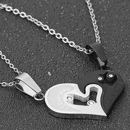 SOULMATE HEART PUZZLE - Pure Titanium Steel Pendant with 18 to 20 inch Cuban adjustable Chain for Men & Boys - THE MEN THING