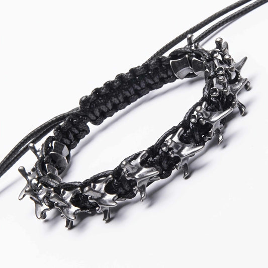 SPINECLAW - BLACK - Genuine Braided Leather Adjustable Bracelet for Men & Boys - THE MEN THING