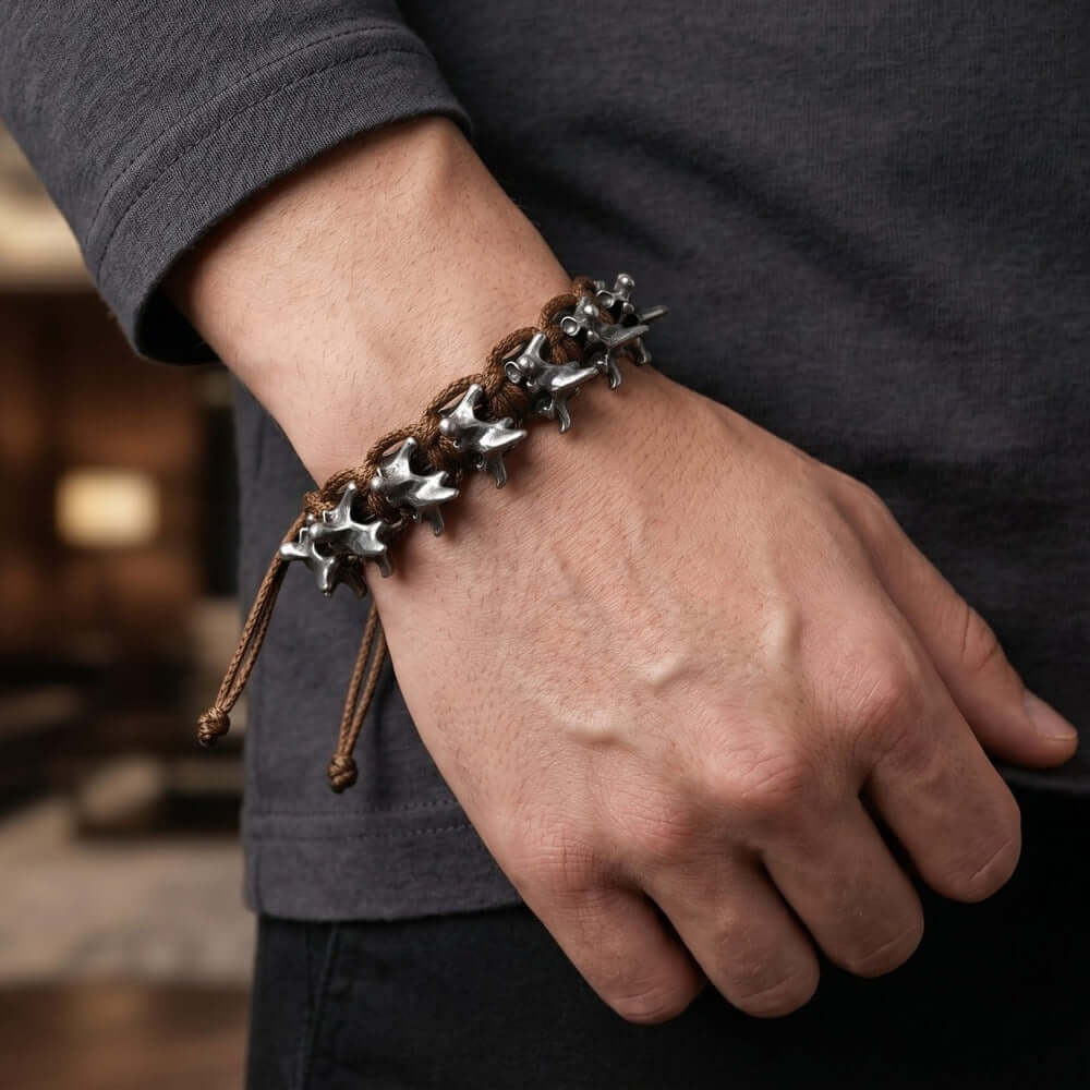 SPINECLAW - BROWN - Genuine Braided Leather Adjustable Bracelet for Men & Boys — Leather Bracelet for Men | THE MEN THING