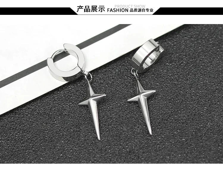 STARLIGHT SILVER - Titanium Steel Hoop Earrings for Men & Boys (2 Pcs) - THE MEN THING