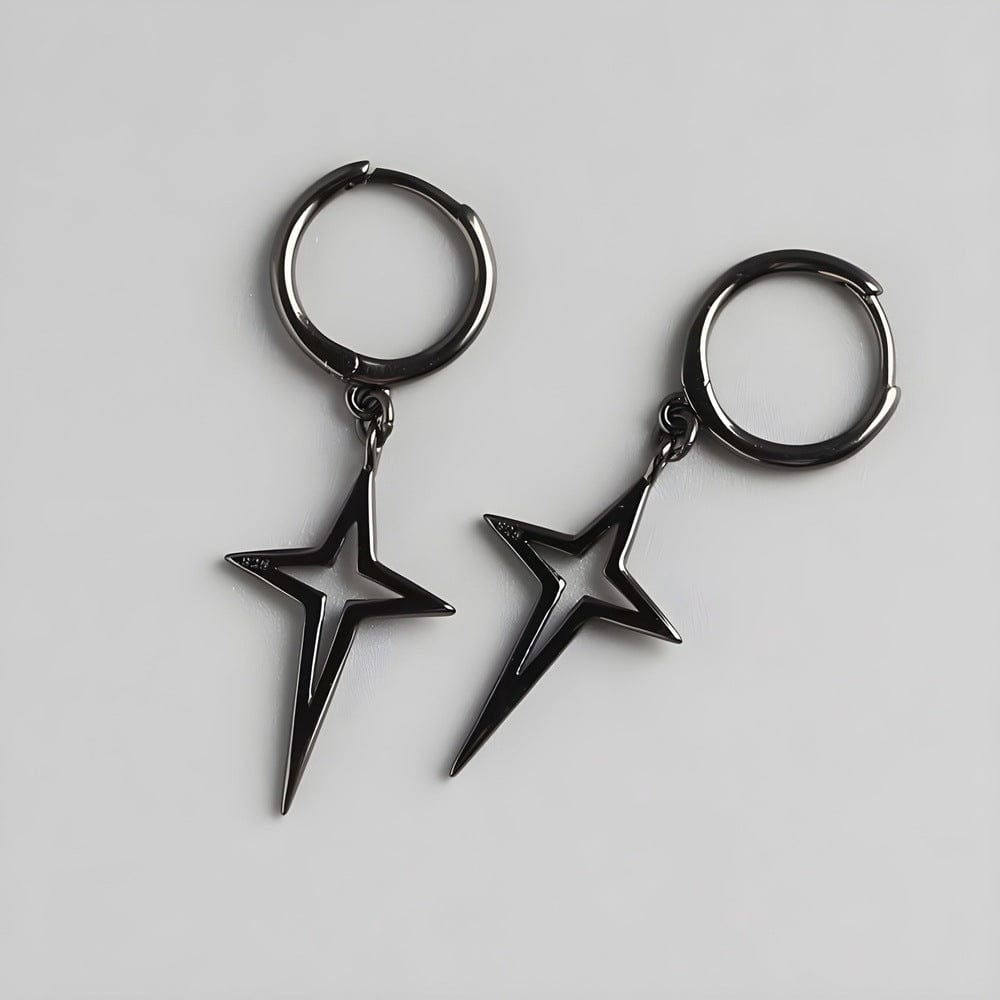 STELLAR NOIR BLACK - Pure Titanium Steel Hoop Earrings for Men & Boys (2pcs) - THE MEN THING