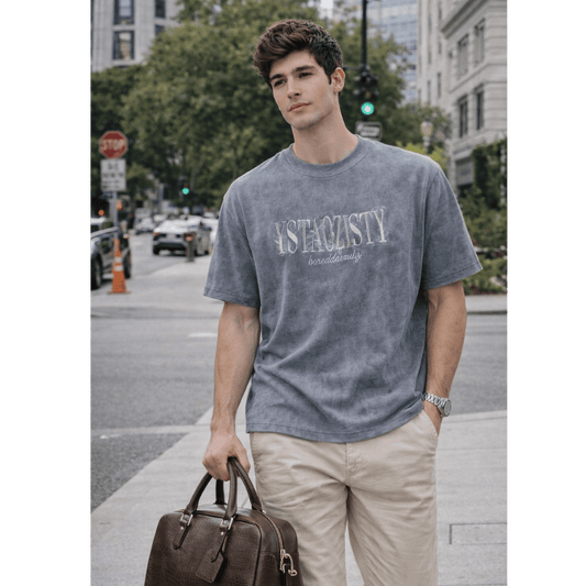 STILL FORM BOX TEE Oversized T-Shirt – Charcoal Ash - THE MEN THING