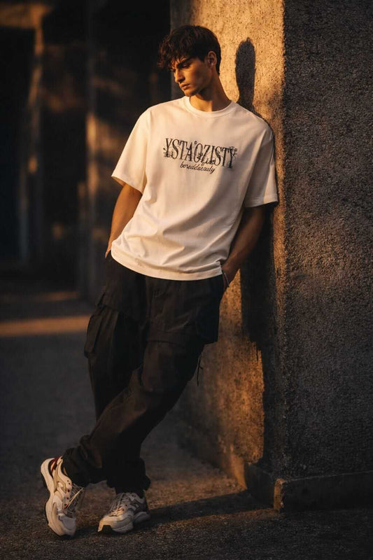 STILL FORM BOX TEE Oversized T-Shirt – Ivory Cream — for Men | THE MEN THING