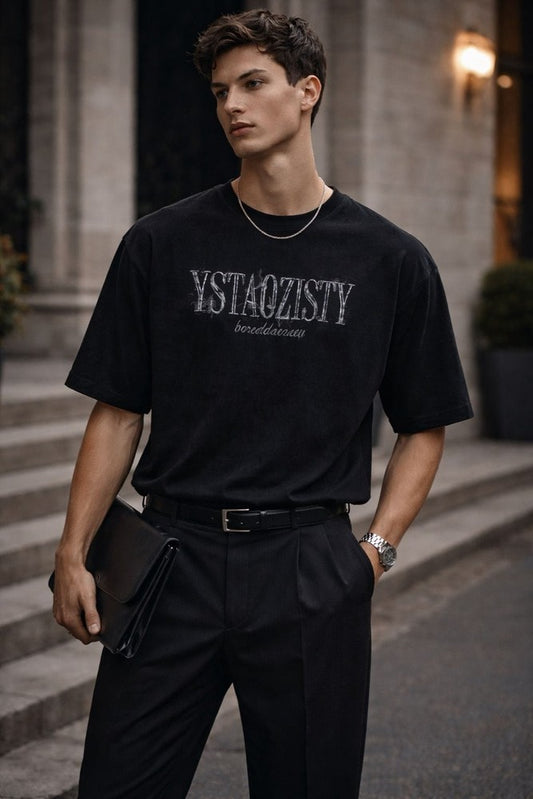 STILL FORM BOX TEE Oversized T-Shirt – Obsidian Black - THE MEN THING