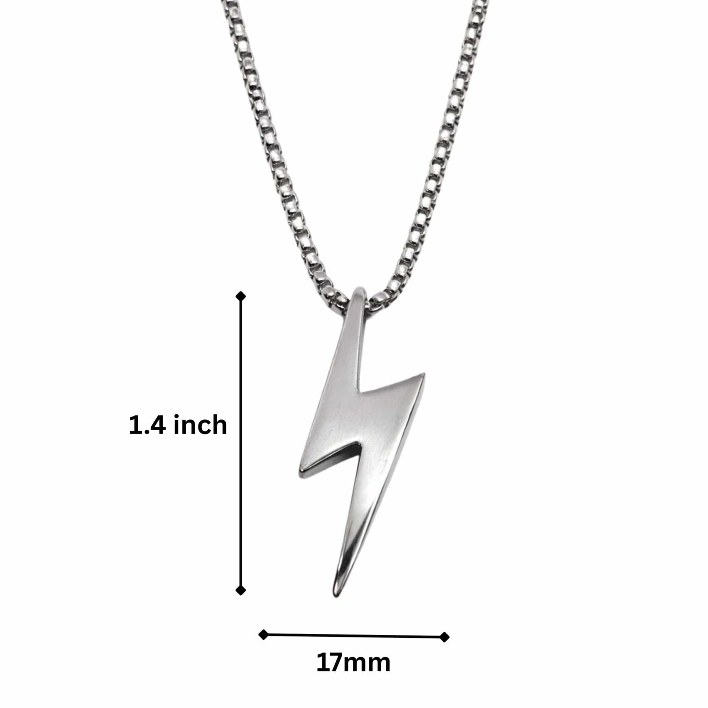 STORM BOLT - 17mm Pure Titanium Steel Pendant with 27inch Round Box 4mm Chain for Men & Boys — SS Pendant/ Necklace for Men | THE MEN THING