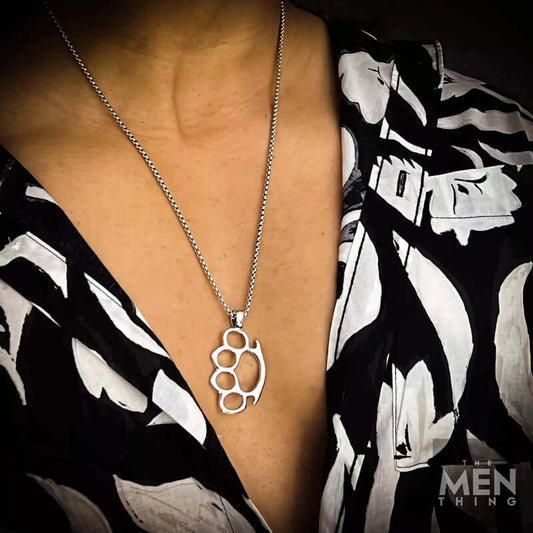 STRONG GRIP - Alloy Pendant with Stainless Steel 24inch Round Box Chain, European trending Style for Men & Boy - THE MEN THING
