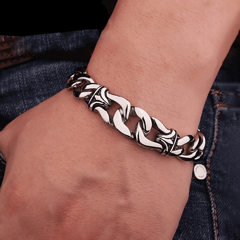 TENACITY - "12"mm Pure Stainless Steel Bracelet with Lobster Claw Buckle for Men & Boys (8 inch) — Steel Bracelets for Men | THE MEN THING