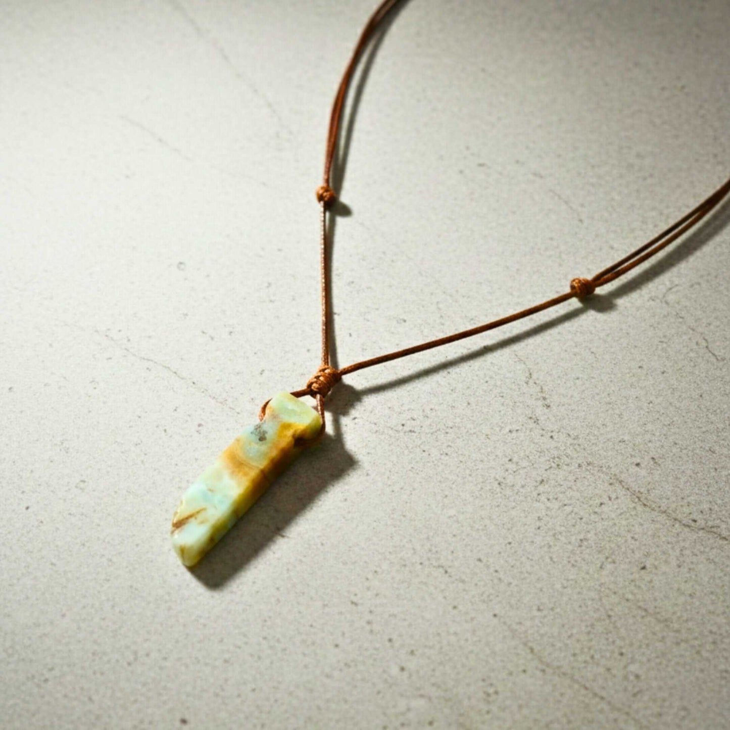 TERRA SHARD - Natural Crystal Unshaped Pendant with Adjustable Rope Chain for Men and Boys — Leather Necklace for Men | THE MEN THING