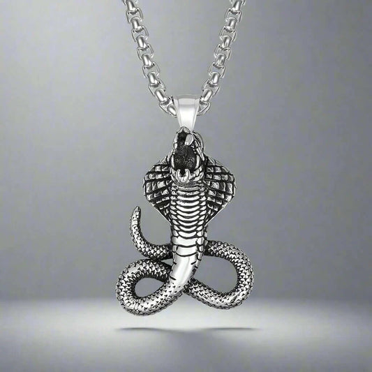 THE KING, THE COBRA - Alloy Snake Pendant with Pure Stainless Steel 24inch Round Box Chain, European trending Style for Men & Boy — SS Pendant/ Necklace for Men | THE MEN THING