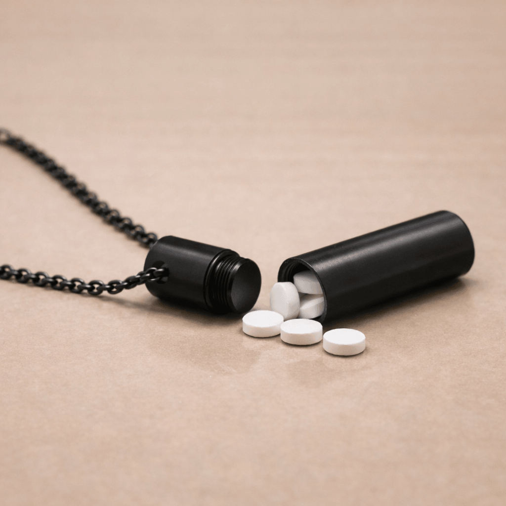 THE SECRET BOX - BLACK - 10mm Titanium Steel Pendant with 24inch Adjustable 4 mm Cable Chain for Men & Boys — SS Pendant with Chain for Men | THE MEN THING