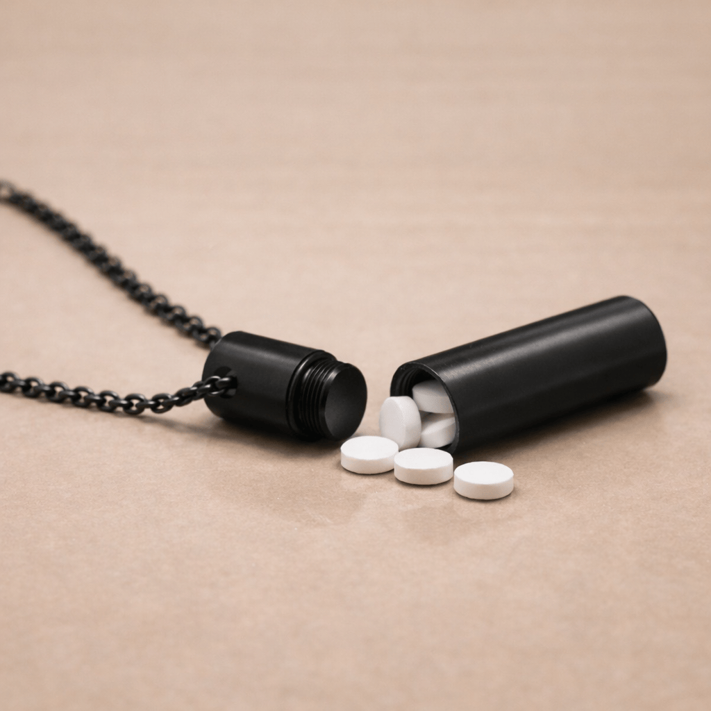 THE SECRET BOX - BLACK - 10mm Titanium Steel Pendant with 24inch Adjustable 4 mm Cable Chain for Men & Boys - THE MEN THING