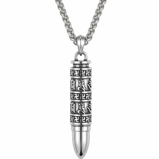 THE SECRET BOX BULLET - 11mm Pure Titanium Steel Pendant with 23inch Twisted 4mm Chain for Men & Boys — SS Pendant/ Necklace for Men | THE MEN THING
