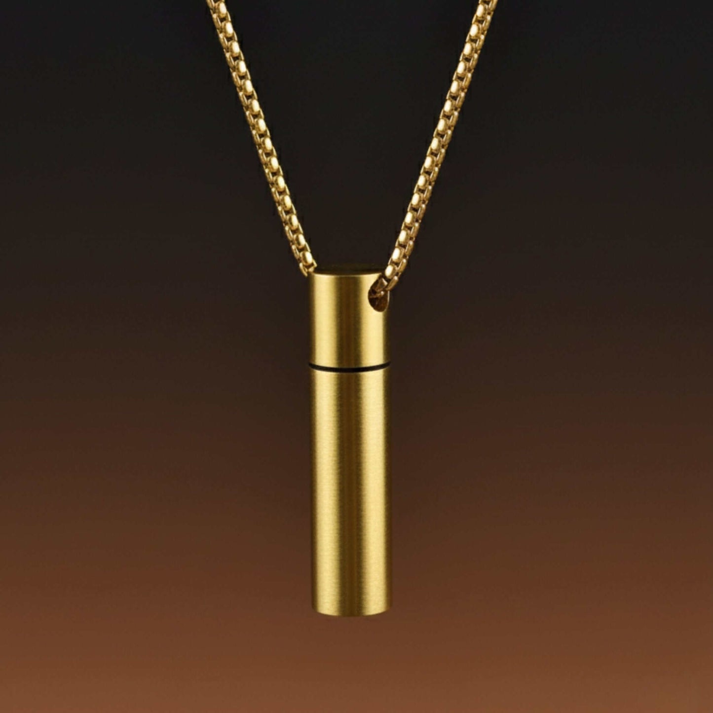THE SECRET BOX - GOLD - 10mm Titanium Steel Pendant with 24inch Round Box 4 mm Adjustable Cable Chain for Men & Boys — SS Pendant/ Necklace for Men | THE MEN THING