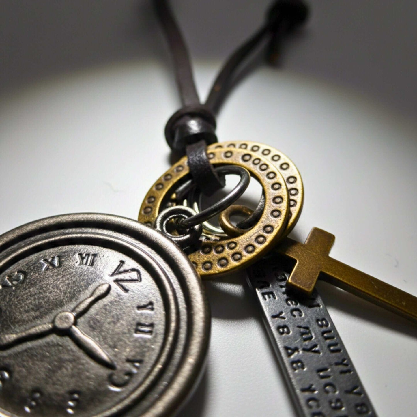 TIMELOCK FAITH – 1.2-Inch Pure Stainless Steel Pendant with Adjustable Leather Rope for Men & Boys — Leather Necklace for Men | THE MEN THING