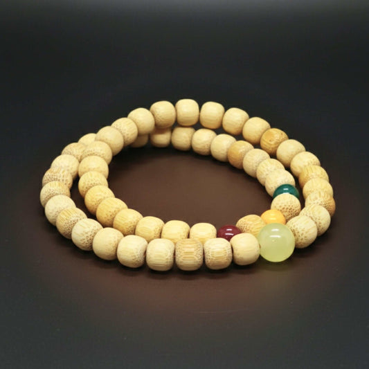 TRANQUIL AURA - 10mm Wooden Beads Bracelet with Natural Stone - Adjustable Bracelet — Bead Bracelet for Men | THE MEN THING