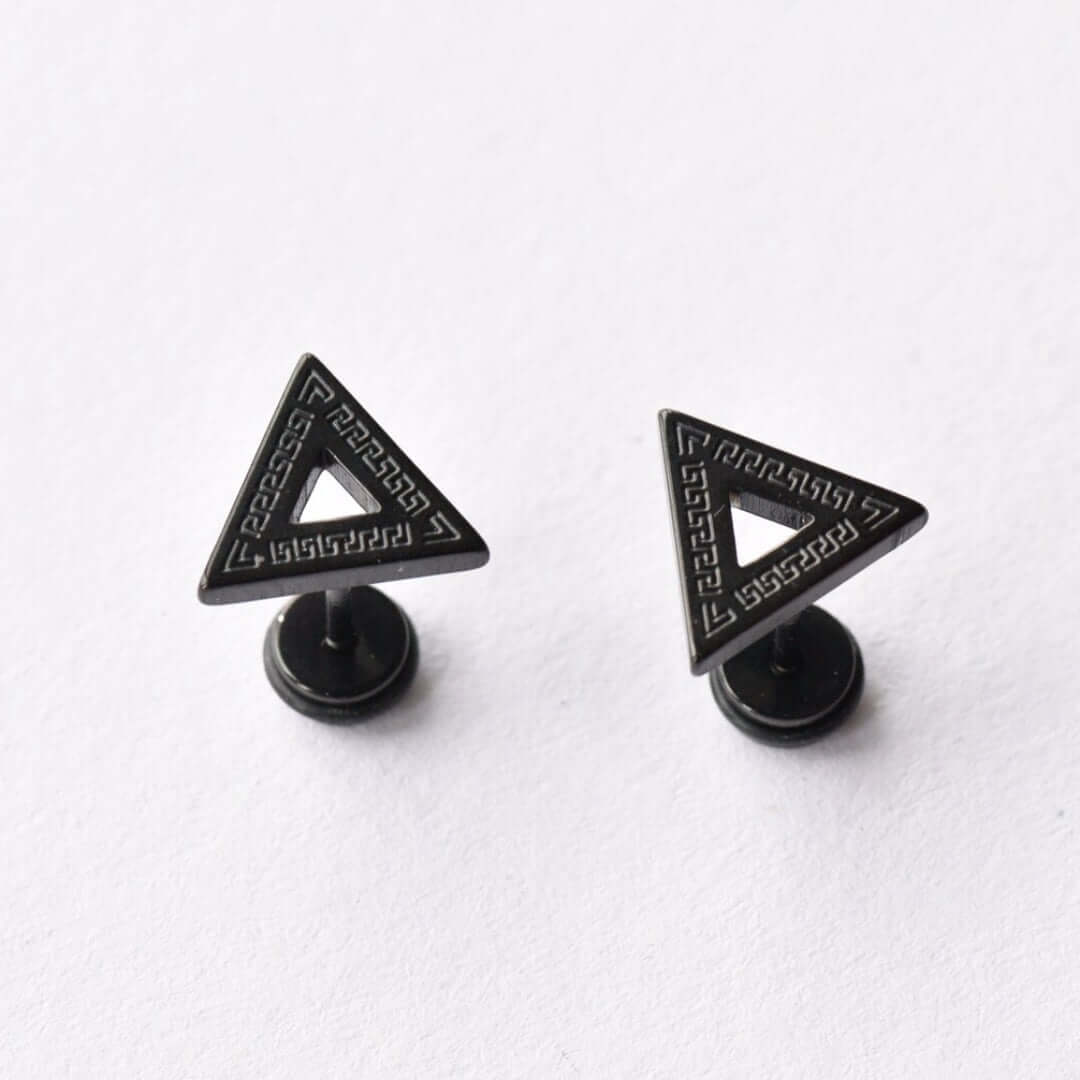 TRINITY TWIST BLACK - Pure Titanium Steel Piercing Ear Earrings for Men & Boys (2 Pcs) - THE MEN THING