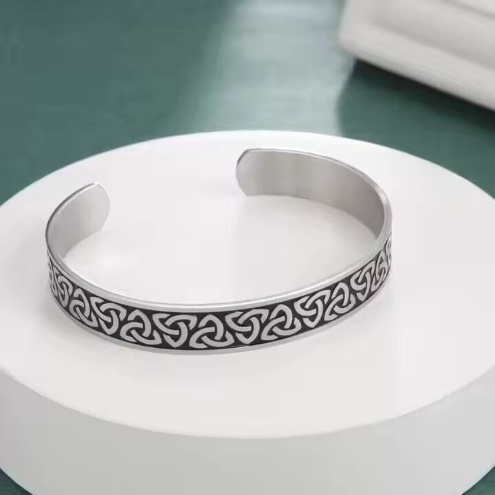 TRIQUETRA ARC - Pure Stainless Steel Open Bangle Bracelet (Adjustable) for Men & Boys - THE MEN THING