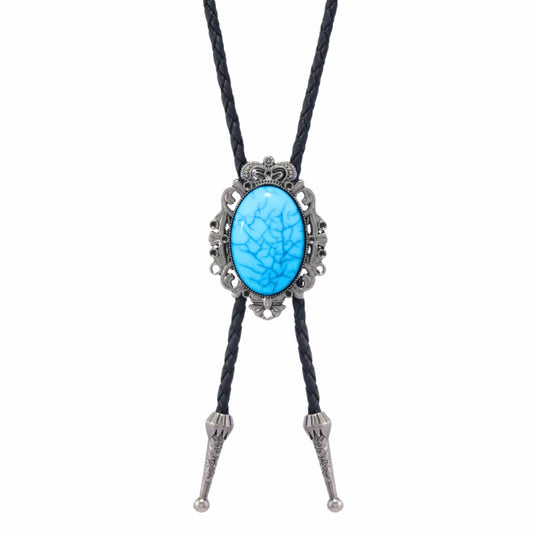 TURQUOISE HORIZON BOLO – 1.8 inch Pure Stainless Steel Pendant with Adjustable Black Leather Rope for Men & Boys - THE MEN THING