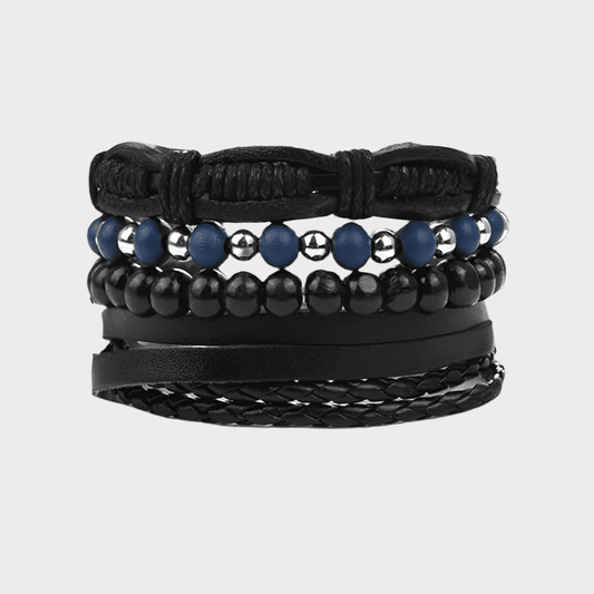 TWILIGHT FORGE - 4 Pcs Genuine Braided Leather Bracelet Set for Men & Boys (8 inch) - THE MEN THING
