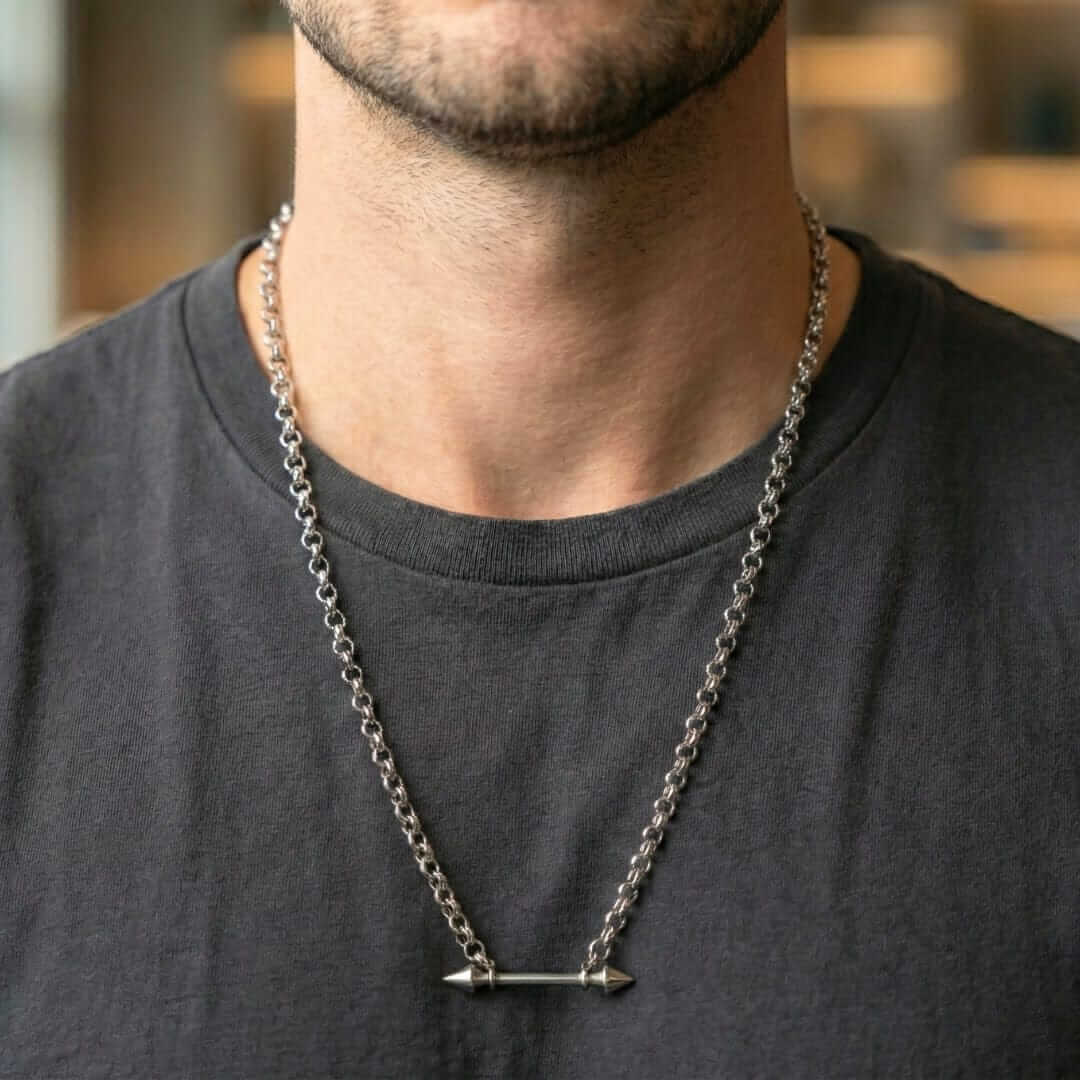TWIN ARROW - Pure Titanium Steel Pendant with 19inch with adjustable Chain for Men & Boys — SS Pendant/ Necklace for Men | THE MEN THING