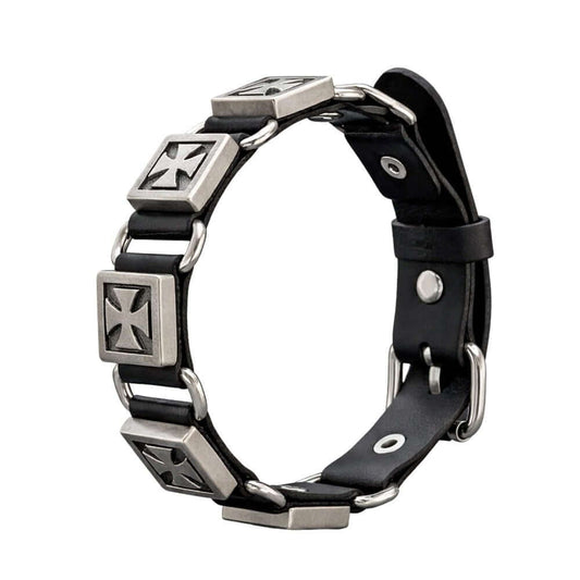 VANGUARD CROSS - Black 23mm Genuine Leather Bracelet with Stainless Steel Buckle Clasp for Men & Boys (8 to 9 inch) — Leather Bracelet for Men | THE MEN THING