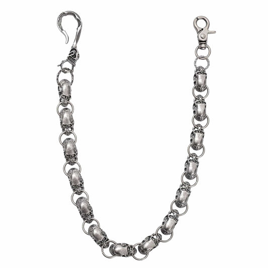 VANTOR SKULL - Antique Steel 14mm Titanium Steel Skull Heavy Biker Chain for Jeans with Lobster Clasps for Men & Boys - 22 inch - THE MEN THING