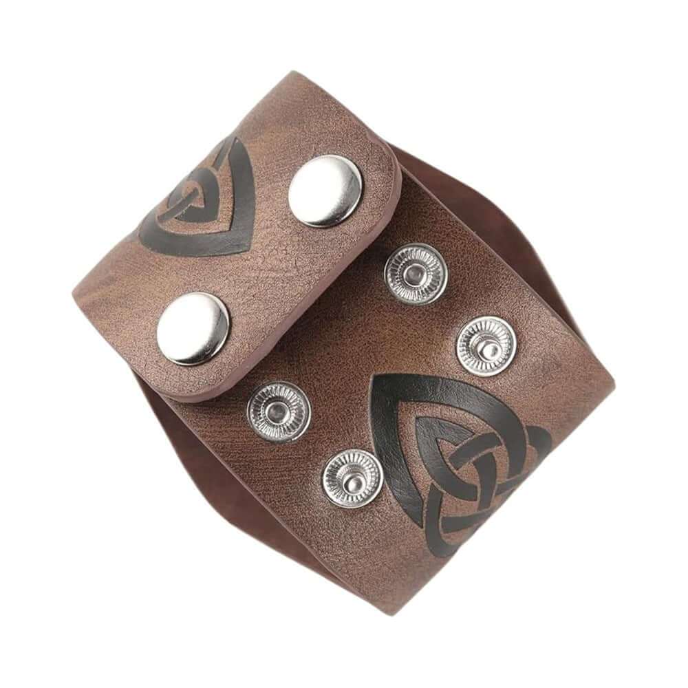 VEGVISIR RUNIC - 50.7mm Brown Genuine Leather Adjustable Bracelet for Men & Boys (9.5 inch) — Leather Bracelet for Men | THE MEN THING