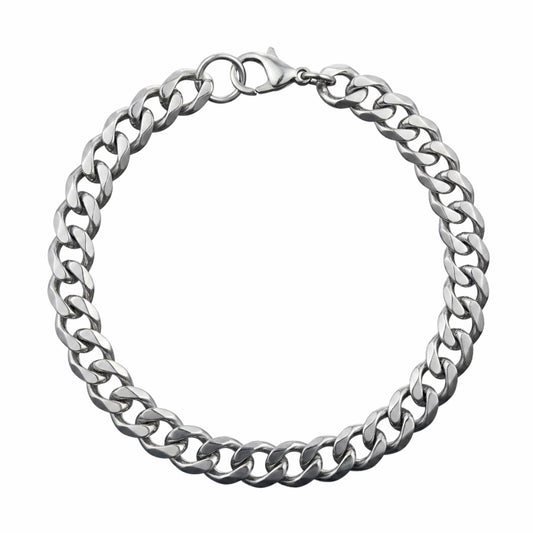 VELOC CURB - 8mm Titanium Steel Bracelet with Lobster Clasp for Men & Boy 8 inch - THE MEN THING