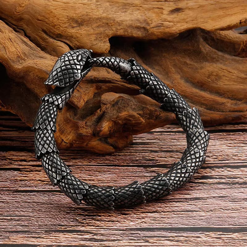 VIPER - 10mm Pure Titanium Steel Black Color Bracelet with Hook Buckle for Men & Boy (8 inch) - THE MEN THING