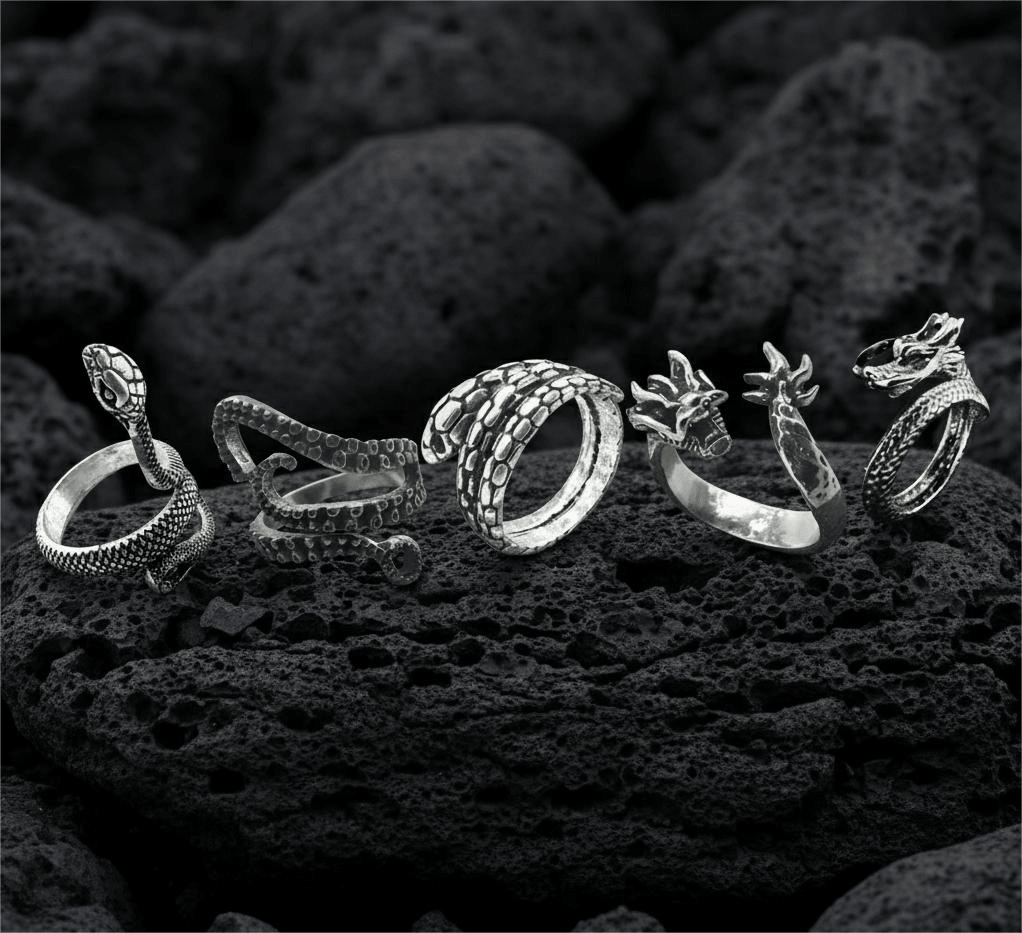 VIPER LEGACY High Stakes 5-Piece Collector's Set for Ring – COBRA STRIKE, VIPERSPIRAL, FIRY DRAGON, DRAGON SPIRAL, & OCTOPOD Adjustable Ring for Mens and Boys — Rings for Men | THE MEN THING