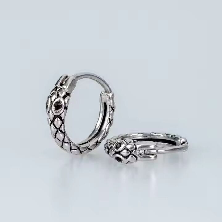 VOID SERPENT - Titanium Steel Hoop Earrings for Men & Boys (2 Pcs) - THE MEN THING