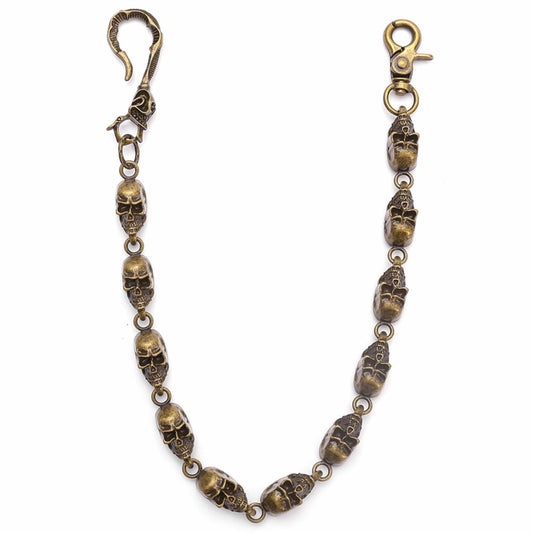VOID SKULL - Antique Bronze 14mm Titanium Steel Heavy Biker Chain for Jeans with Lobster Clasps for Men & Boys - 19 inch - THE MEN THING
