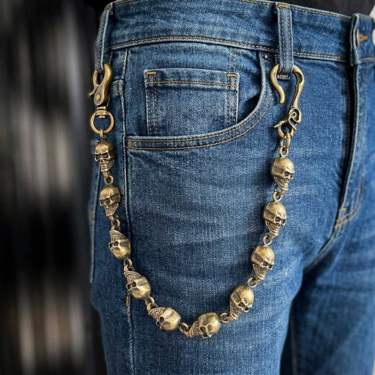VOID SKULL - Antique Bronze 14mm Titanium Steel Heavy Biker Chain for Jeans with Lobster Clasps for Men & Boys - 19 inch — Biker Fashion for Men | THE MEN THING