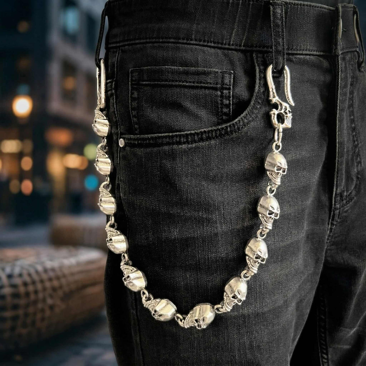 VOID SKULL - Antique Steel 15mm Titanium Steel Skull Heavy Biker Chain for Jeans with Lobster Clasps for Men & Boys - 18 inch — Biker Fashion for Men | THE MEN THING